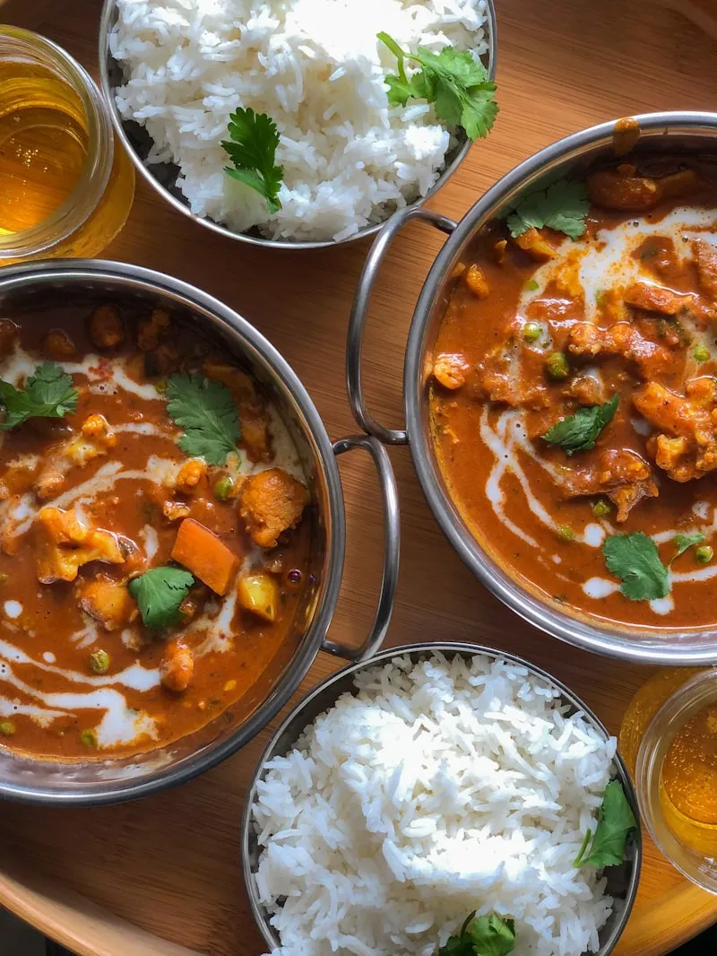 Day 1 — Veg curry + palya, mota rice/barik